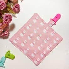 幼兒園/純棉夾四層紗/兒童手帕/手帕夾/擦手巾/小方巾-蝴蝶結小兔
