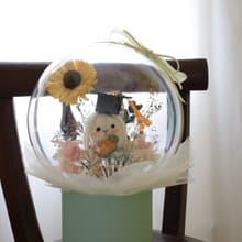 tiffany藍垂耳兔波波球抱抱桶永生花束