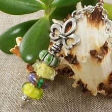 Yellow Lilac Green Lampwork Murano Glass Euro Charm Pendant Necklace Jewelry