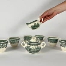 Villeroy & Boch 咖啡餐具套裝綠色布爾根蘭帶郵票 1970 年代/