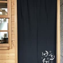 (多色款選擇) 貓伸展 - 有機棉絹印日式中門簾 Oranic Cotton