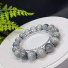 天然灰色鷹眼石手串12.5mm冰潤玉化顆顆帶眼男女單圈積極進取樂觀