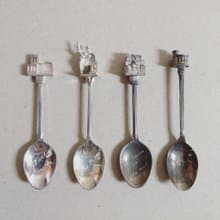 美國古董老物 著名古蹟城堡景點雕刻紀念 銀質茶湯匙