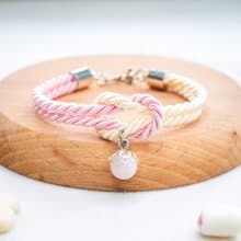 Christmas Gift Wrapping Mashmallows Rope Bracelet with Lucky Stone - Beige&Pink