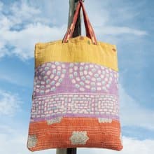 手縫紗麗布側背包/刺繡側背包/刺繡肩背包/手縫紗麗線側背包-花朵