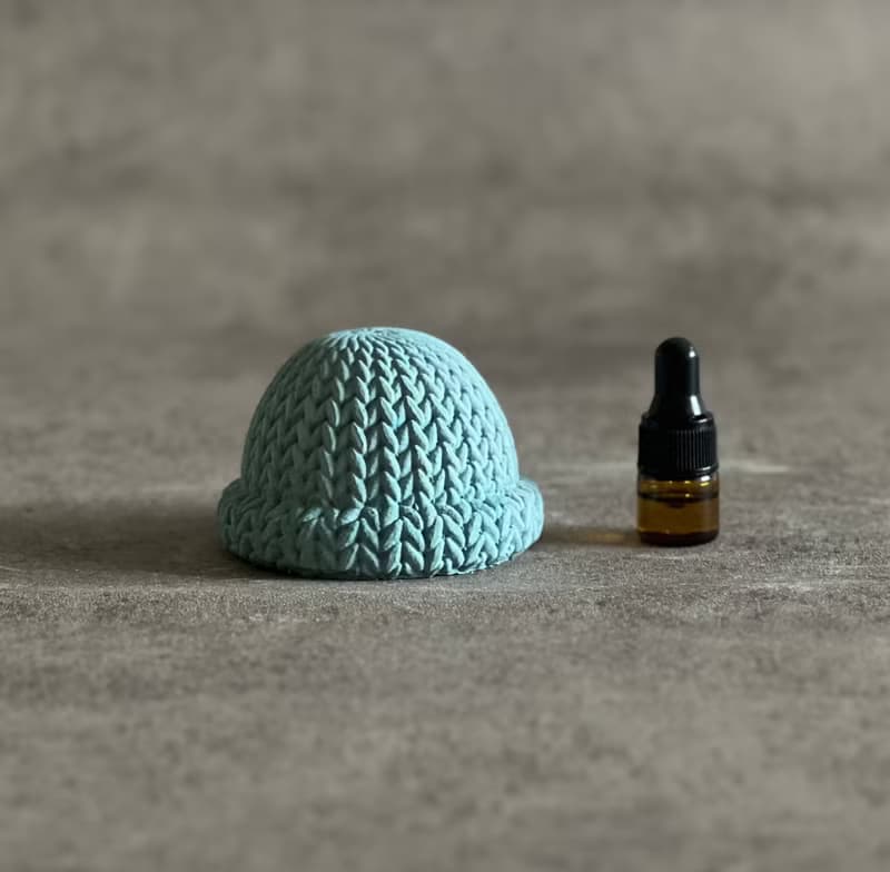 藍色潮流毛帽/擴香石/水泥/擺件/交換禮物/附贈1ml雪松精油
