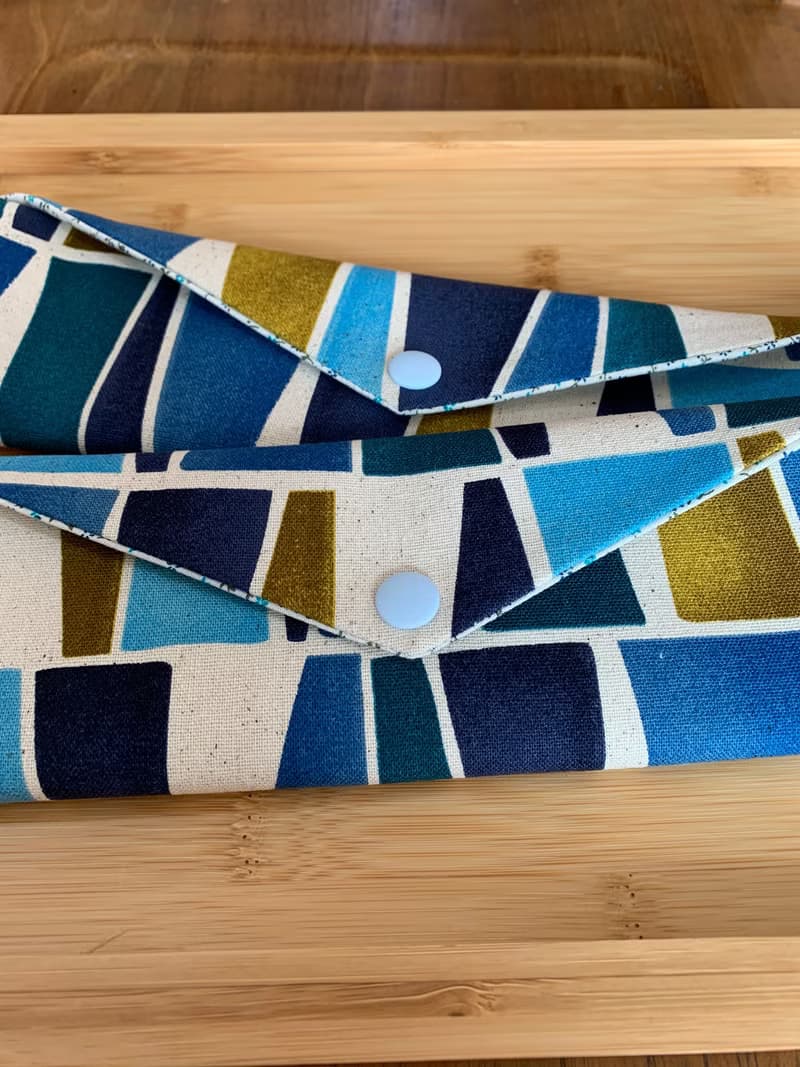 文青風環保筷袋 ~簡約設計 氣質藍 收納包環保筷袋.手作餐具袋