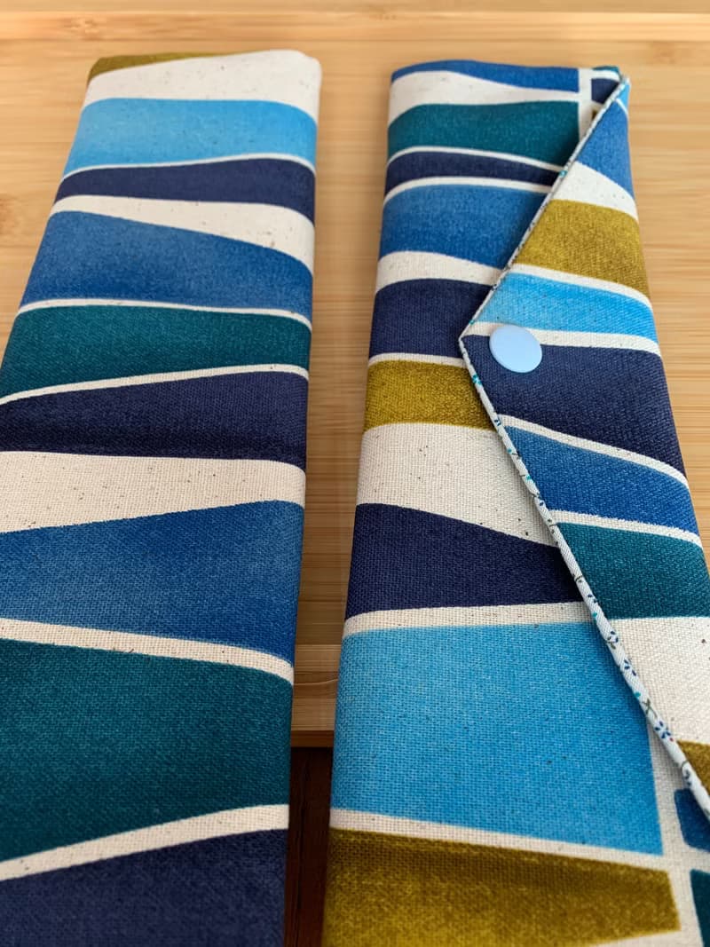 文青風環保筷袋 ~簡約設計 氣質藍 收納包環保筷袋.手作餐具袋