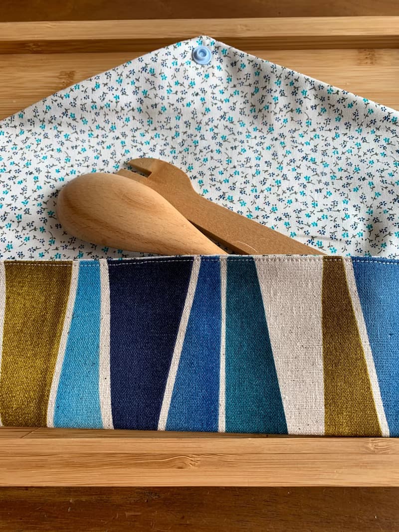 文青風環保筷袋 ~簡約設計 氣質藍 收納包環保筷袋.手作餐具袋