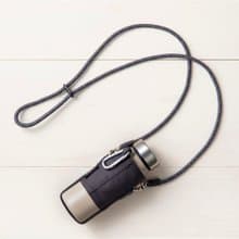 【孔雀Peacock】400ML 不鏽鋼保溫杯 可調杯袋登山扣環-米+黑杯袋
