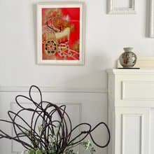 品番056　刺繍着物 和モダン 和風インテリア 御所車 プレゼント 縁起物 額装インテリア made in japan