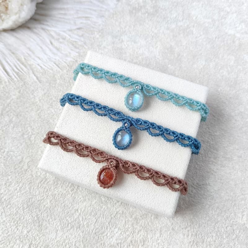 璀璨日光。太陽石。日光石。南美巴西蠟線編織手鍊