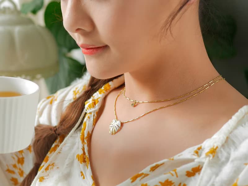 Monstera 龜背芋 * 植物系雙層項鍊