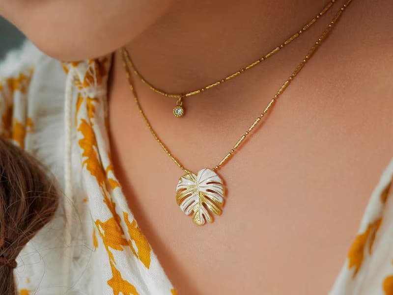 Monstera 龜背芋 * 植物系雙層項鍊