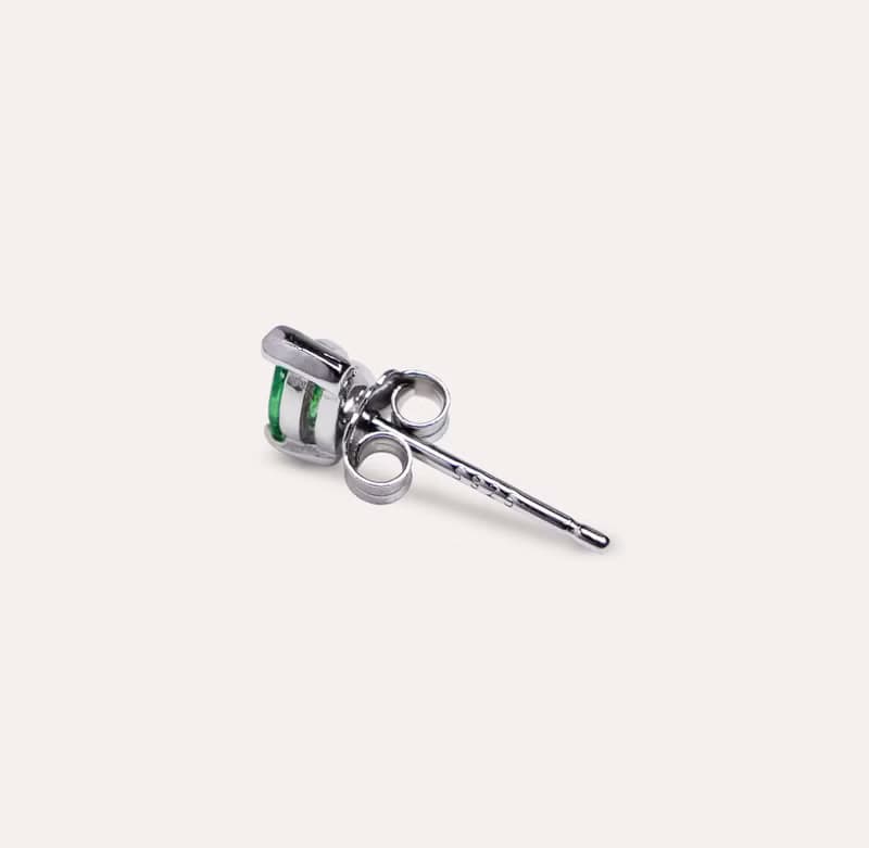 安珠 沙弗萊 綠色 水滴 4*6mm 耳環 經典系列 Pear E 寶石銀飾
