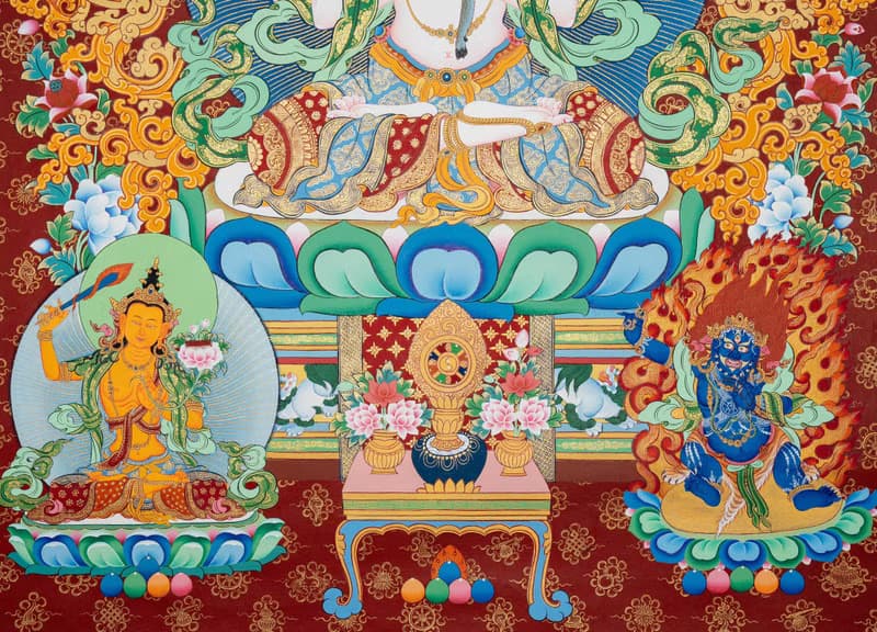 神聖的觀音唐卡 充滿活力的西藏佛畫 倫理慈悲