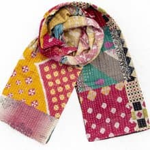 手縫紗麗布拼接絲巾/刺繡絲巾/刺繡圍巾/手縫紗麗線絲巾-墨西哥風