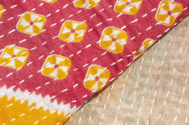 手縫紗麗布拼接絲巾/刺繡絲巾/刺繡圍巾/手縫紗麗線絲巾-墨西哥風