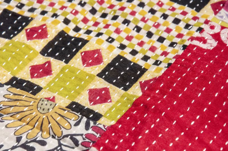 手縫紗麗布拼接絲巾/刺繡絲巾/刺繡圍巾/手縫紗麗線絲巾-墨西哥風