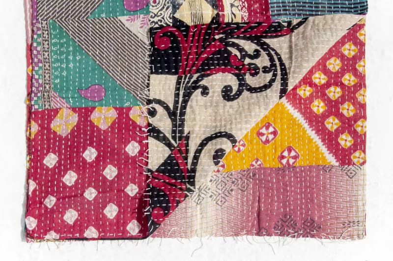 手縫紗麗布拼接絲巾/刺繡絲巾/刺繡圍巾/手縫紗麗線絲巾-墨西哥風