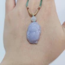 【親翠】天然翡翠 冰濃藍紫 | 胖霸氣招財三腳金蟾 | 調整式繩鍊