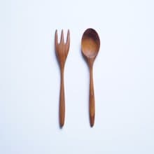 木のスプーン小&フォーク小セット, ウォルナット