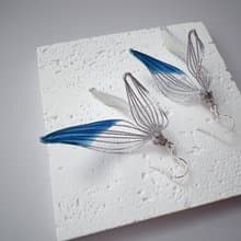人魚舞會 藍 魚尾垂墜式樹脂耳環
