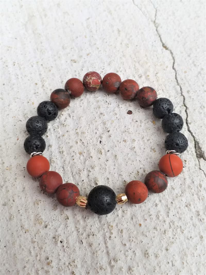 火山石│花紅石 血玉髓 血星石│14K金珠│水晶 手鍊 情人節禮物