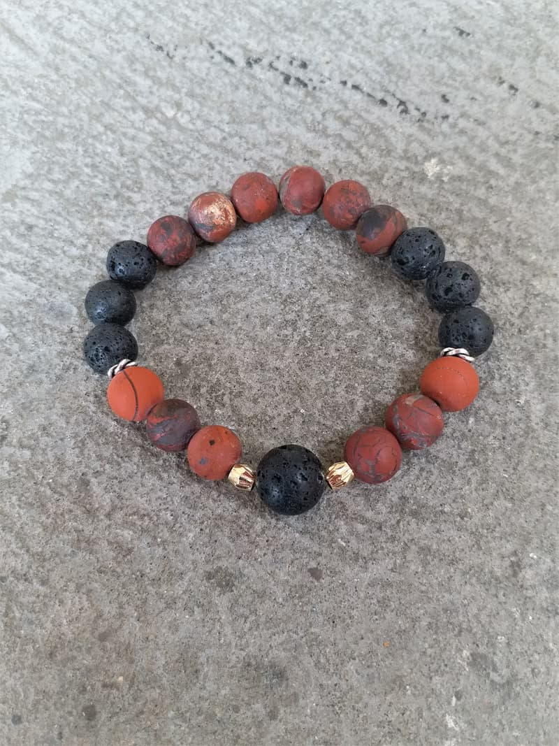 火山石│花紅石 血玉髓 血星石│14K金珠│水晶 手鍊 情人節禮物