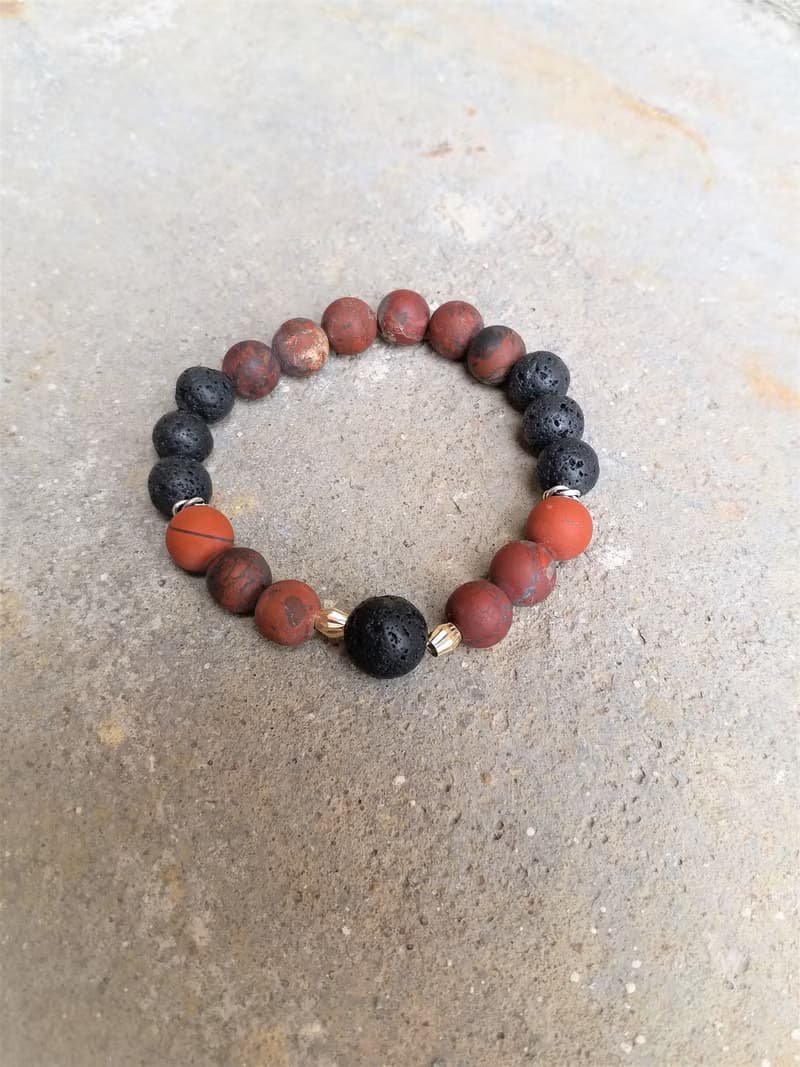 火山石│花紅石 血玉髓 血星石│14K金珠│水晶 手鍊 情人節禮物