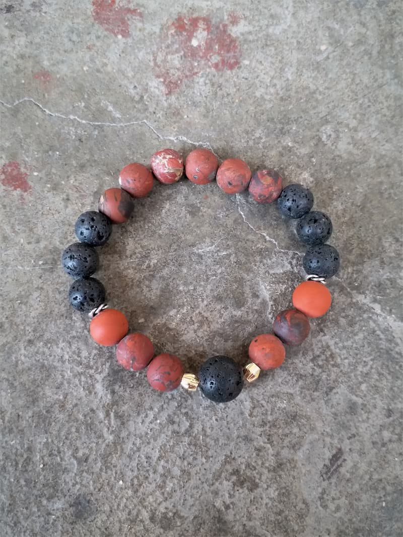 火山石│花紅石 血玉髓 血星石│14K金珠│水晶 手鍊 情人節禮物