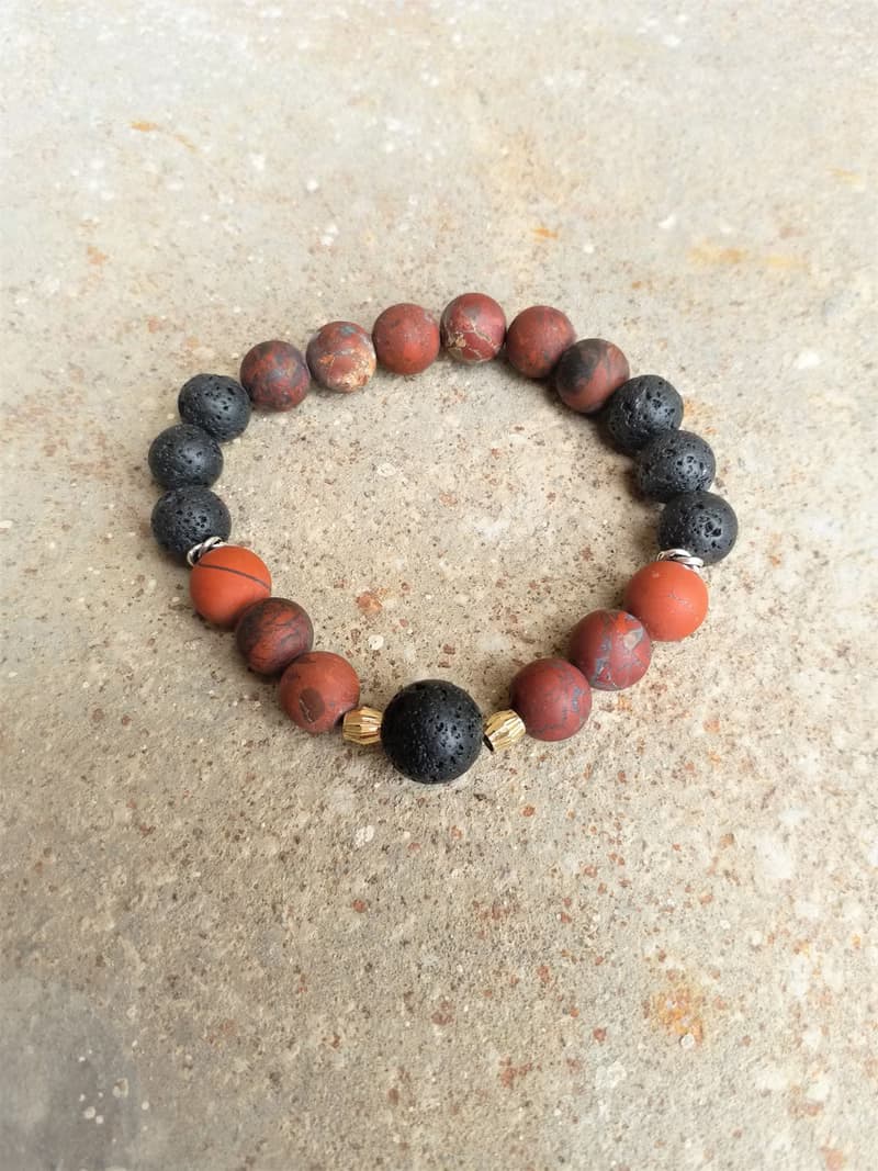 火山石│花紅石 血玉髓 血星石│14K金珠│水晶 手鍊 情人節禮物