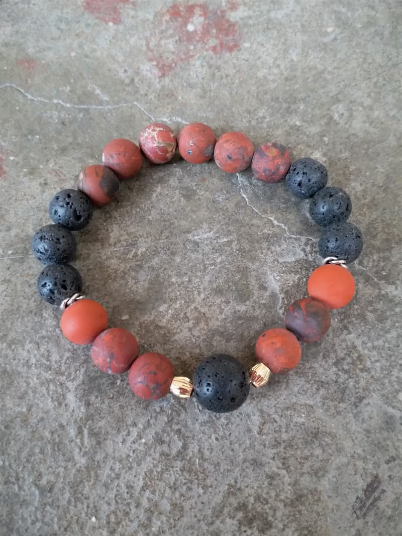 火山石│花紅石 血玉髓 血星石│14K金珠│水晶 手鍊 情人節禮物