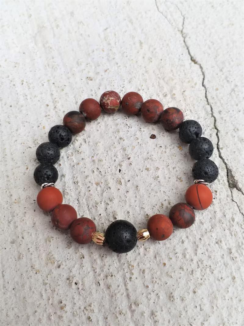 火山石│花紅石 血玉髓 血星石│14K金珠│水晶 手鍊 情人節禮物