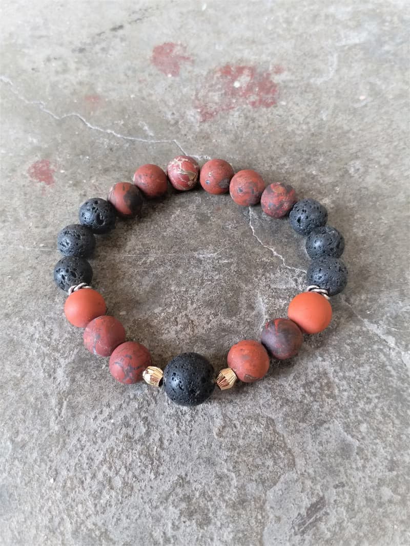 火山石│花紅石 血玉髓 血星石│14K金珠│水晶 手鍊 情人節禮物