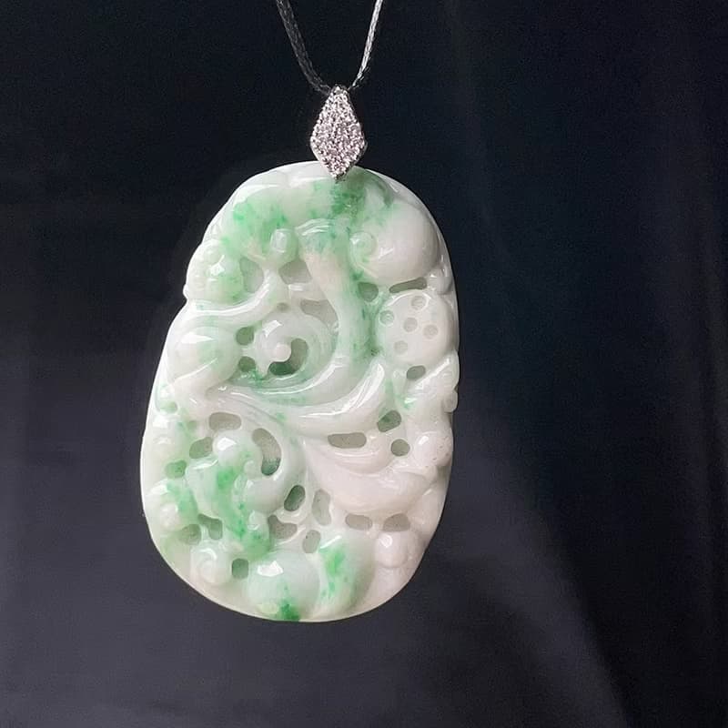飄陽綠翡翠巧雕如意福牌項鍊 | 天然緬甸玉翡翠A貨 | 送禮