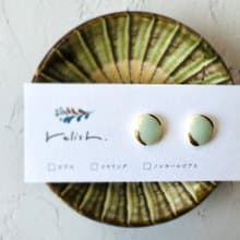 【再販】優しい色合い 金継ぎ ライン 陶器 ピアス イヤリング ノンホールピアス 陶磁器 シンプル 緑 グリーン 水色 ライトブルー ゴールド 金
