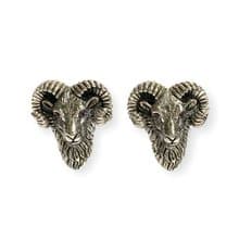 Vintage Style Lam Head with Ruby Eyes Cufflinks 925 Sterling Silver Mens Gift