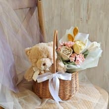 小熊針織花束小提籃/現貨/快速出貨
