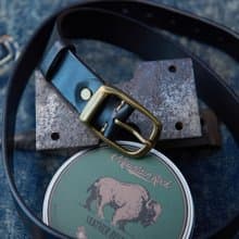 天然真皮紋理 黃銅扣 厚實的頭層牛皮 軟糯細膩 3.5cm寬皮帶