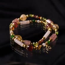 花下野餐趣 // C1420草莓晶黃水晶粉晶雙圈手鍊