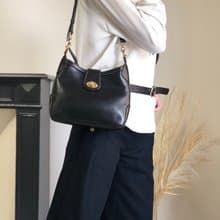 【 日本直送　名牌中古包 】CELINE セリーヌ ショルダーバッグ ブラック ターンロック ブラゾン レザー ミニバッグ vintage rpzpkc