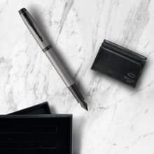 Parker 派克 新IM  特別款內斂灰鋼筆 牛皮卡夾禮盒 免費刻字