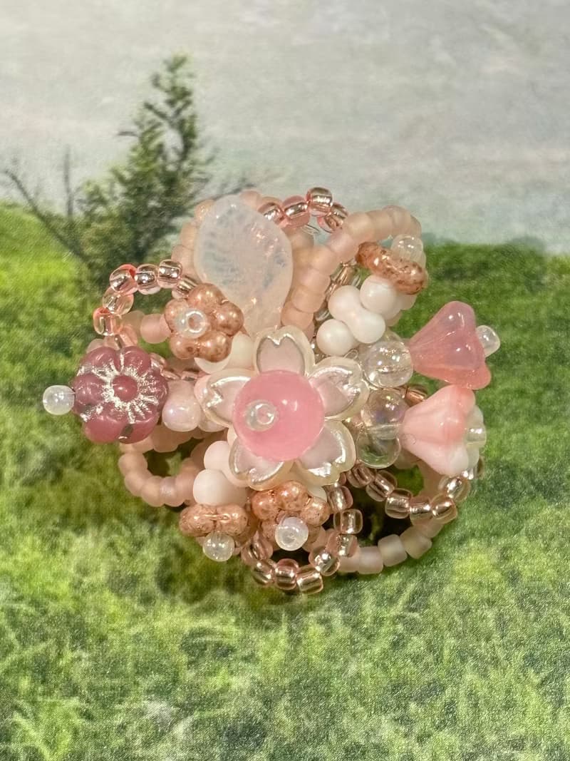 櫻花秘境 串珠花朵耳環 手作耳飾 花團錦簇 花叢耳環
