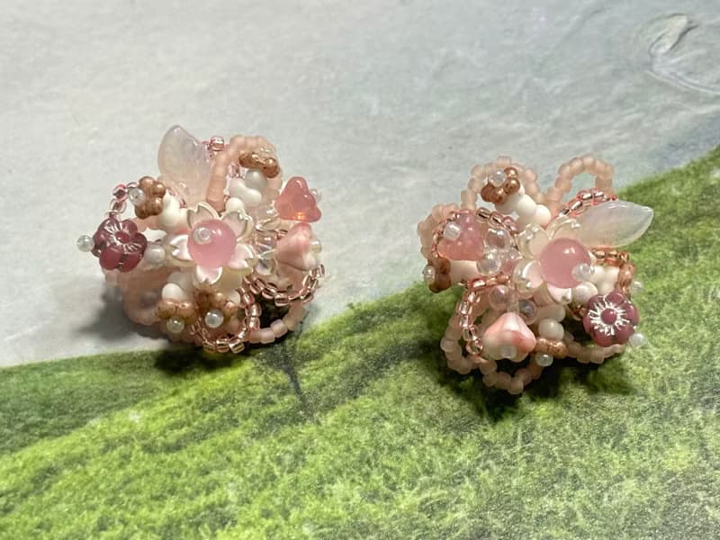 櫻花秘境 串珠花朵耳環 手作耳飾 花團錦簇 花叢耳環