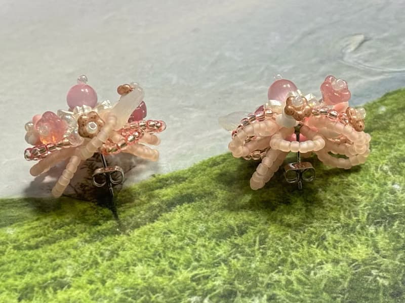 櫻花秘境 串珠花朵耳環 手作耳飾 花團錦簇 花叢耳環