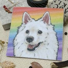 狐狸犬-不織布杯墊-吸水杯墊~彩虹暈染