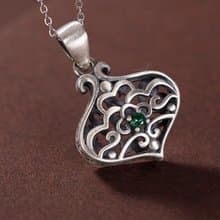 Heart-shape Hollow Pendants for Women Vintage Thai Silver Clouds Necklaces