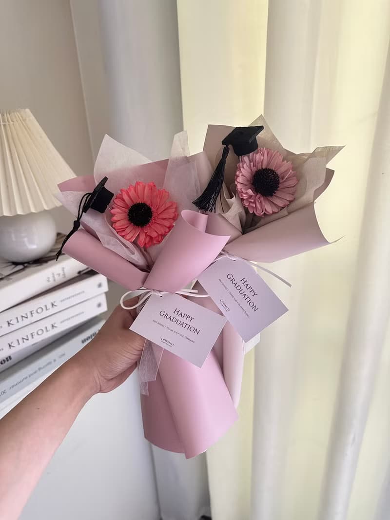 向日葵優雅莫蘭迪花束 永生花 乾燥花 母親節 畢業花束 畢業禮