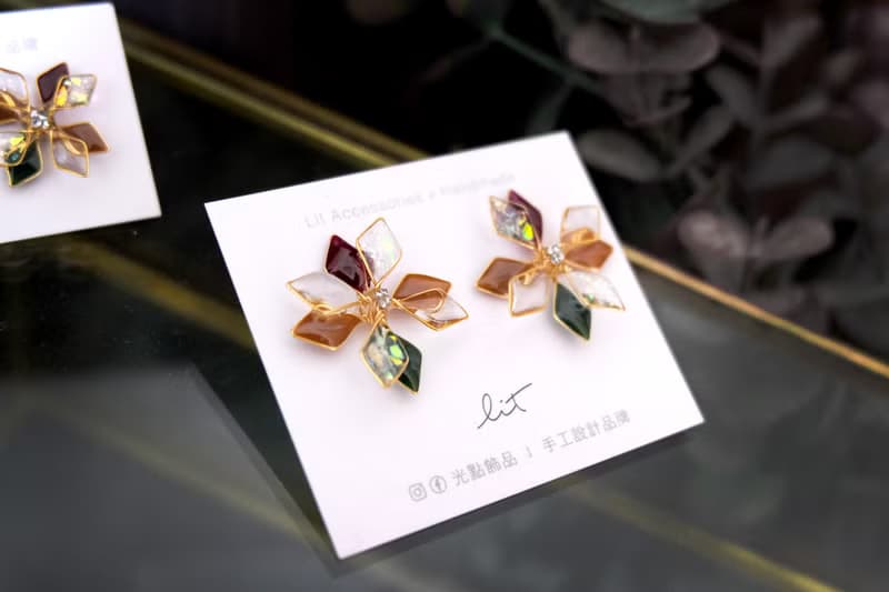 耳針x耳夾水晶花_雪花(聖誕冬色)_光點飾品
